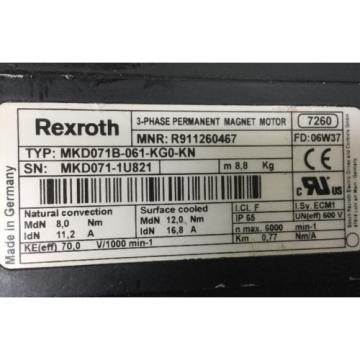 REXROTH 3~PHASE -PERMANENT-MAGNET-MOTOR &lt;&gt; MKD071B -061 -KG0 -KN