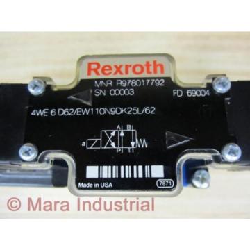 Rexroth Bosch R978017792 Valve 4WE 6 D62/EW110N9DK25L/62 - New No Box