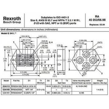 Rexroth Bosch Group G341/01 RR00424447 Hydraulic Valve Subplate, G (BSP) 1/4