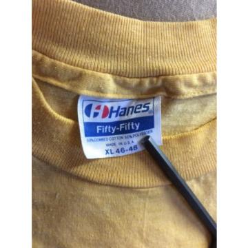 Vtg 80s Kobelco T-Shirt Yellow XL Hanes Construction Vehicle Backhoe Hanes 50/50