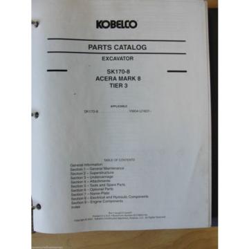 Kobelco SK170 8 Acera Excavator  parts book manual 87578850 NA