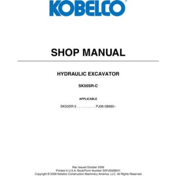 KOBELCO SK50SR-5 EXCAVATOR SERVICE SHOP MANUAL