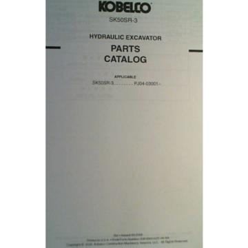 Kobelco SK50SR-3 S/N PJ04-03001- Hyd Excavator Parts Manual S3PJ00015ZE-05 3/06