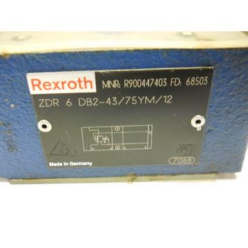 REXROTH ZDR6DB2-43/75YM/12 SANDWICH PRESSURE REDUCING VALVE P/N R900447403  NEW