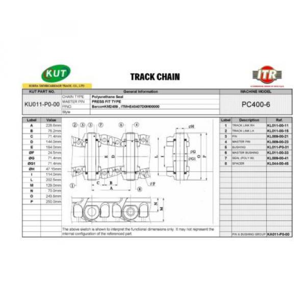 Track NEEDLE ROLLER BEARING Chain  Komatsu  PC400-6,  PC400-7,  PC450-6, PC450-7 46 links #4 image