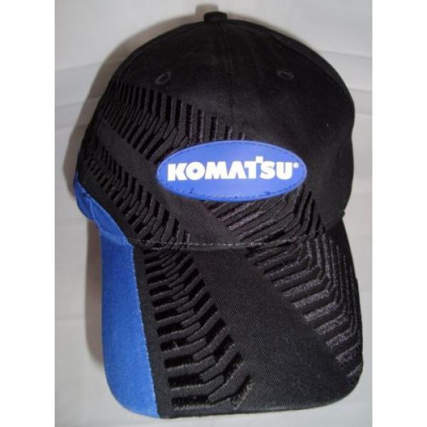 Komatsu NEEDLE ROLLER BEARING Black  Blue  Embroidered  Tracks  Rubber Logo Strapback Baseball Cap Hat #1 image