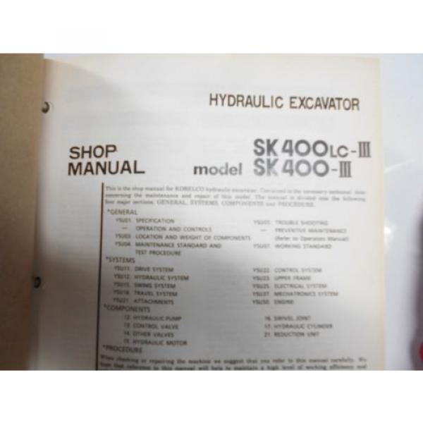 KOBELCO SK400LC III SK400 III HYDRAULIC EXCAVATOR SHOP MANUAL #2 image