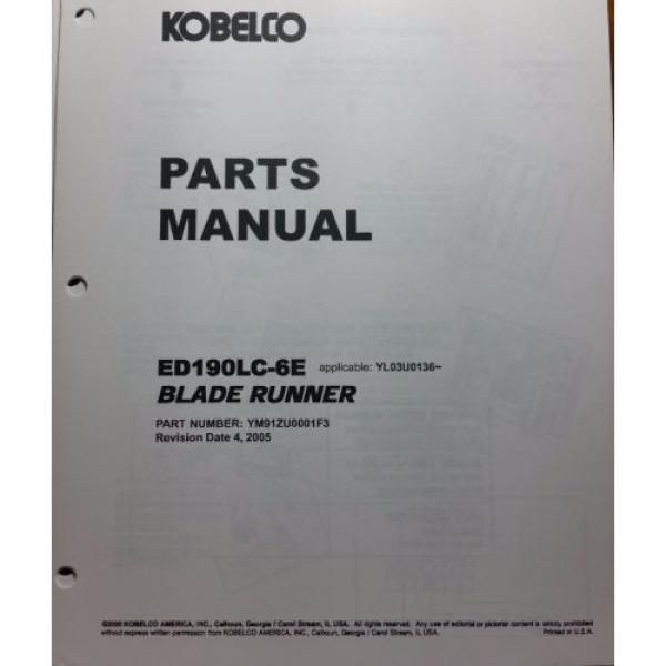 Kobelco ED190LC-6E S/N YL03U0136- Hydraulic Excavator Parts Catalog Manual 4/05 #4 image