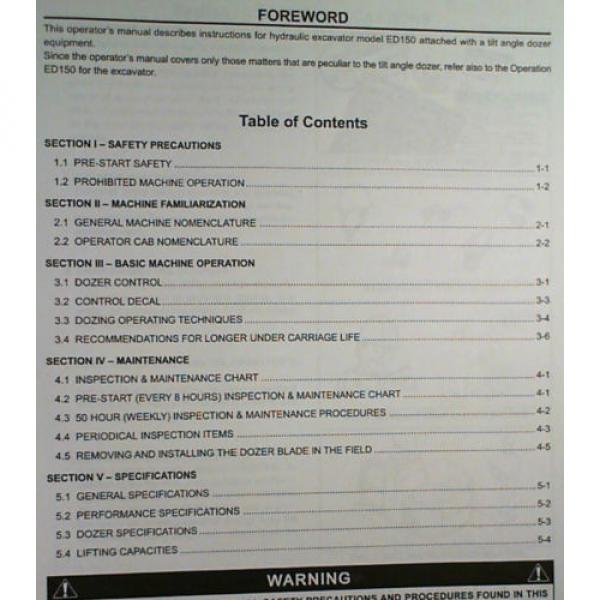 Kobelco ED150 S/N YL04-00501- Excavator Opt Attachments Operator &amp; Parts Manual #5 image
