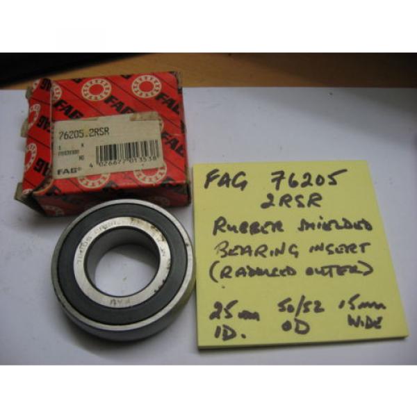 FAG 76205 2RSR ball bearing. Rubber shielded.  Radiused outer. #3 image
